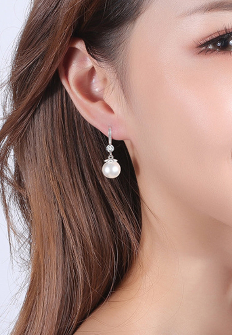 10 mm shell beads, lithoothlite ear hook earrings