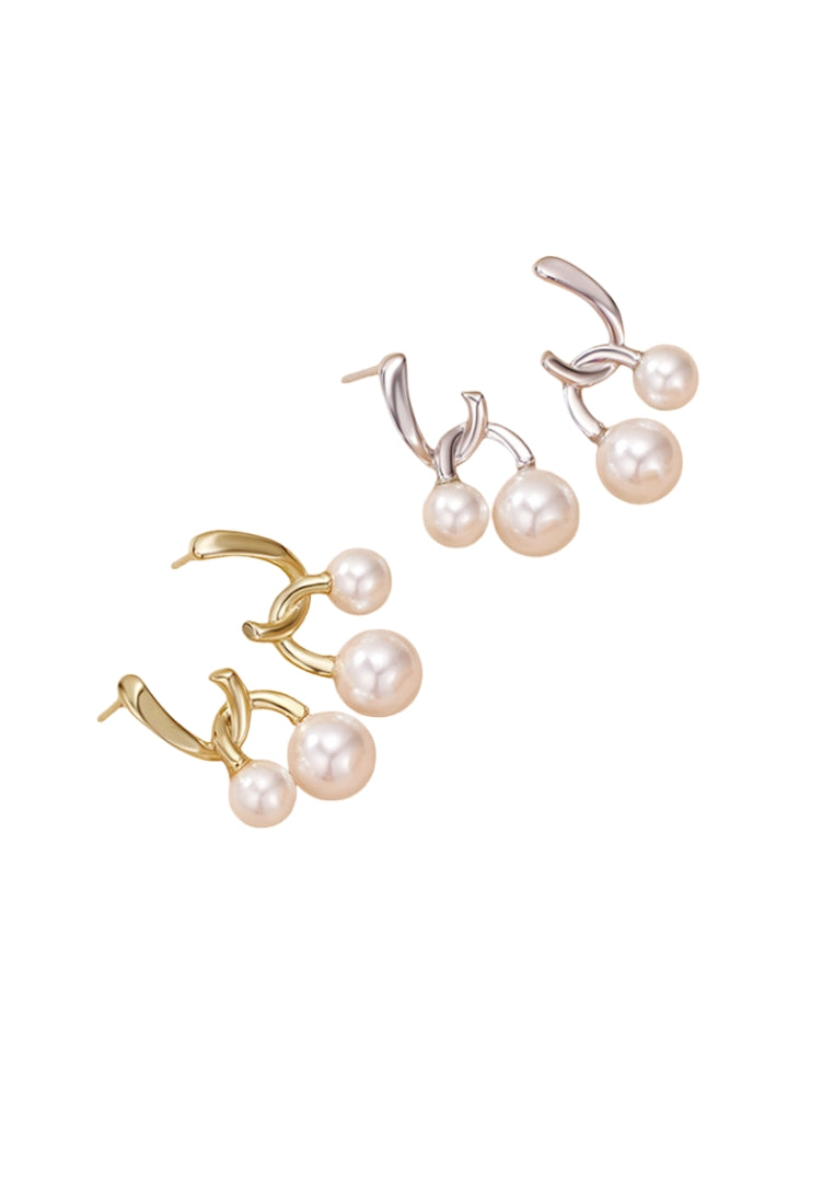 Sterling Silver Cross Shell Pearl Stud Earrings for Women, French Styled Vintage Elegance