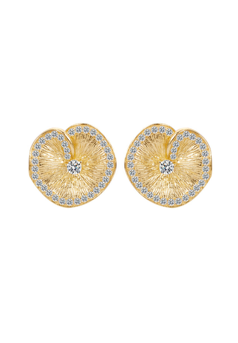 S925 silver lotus leaf wrinkled texture earrings