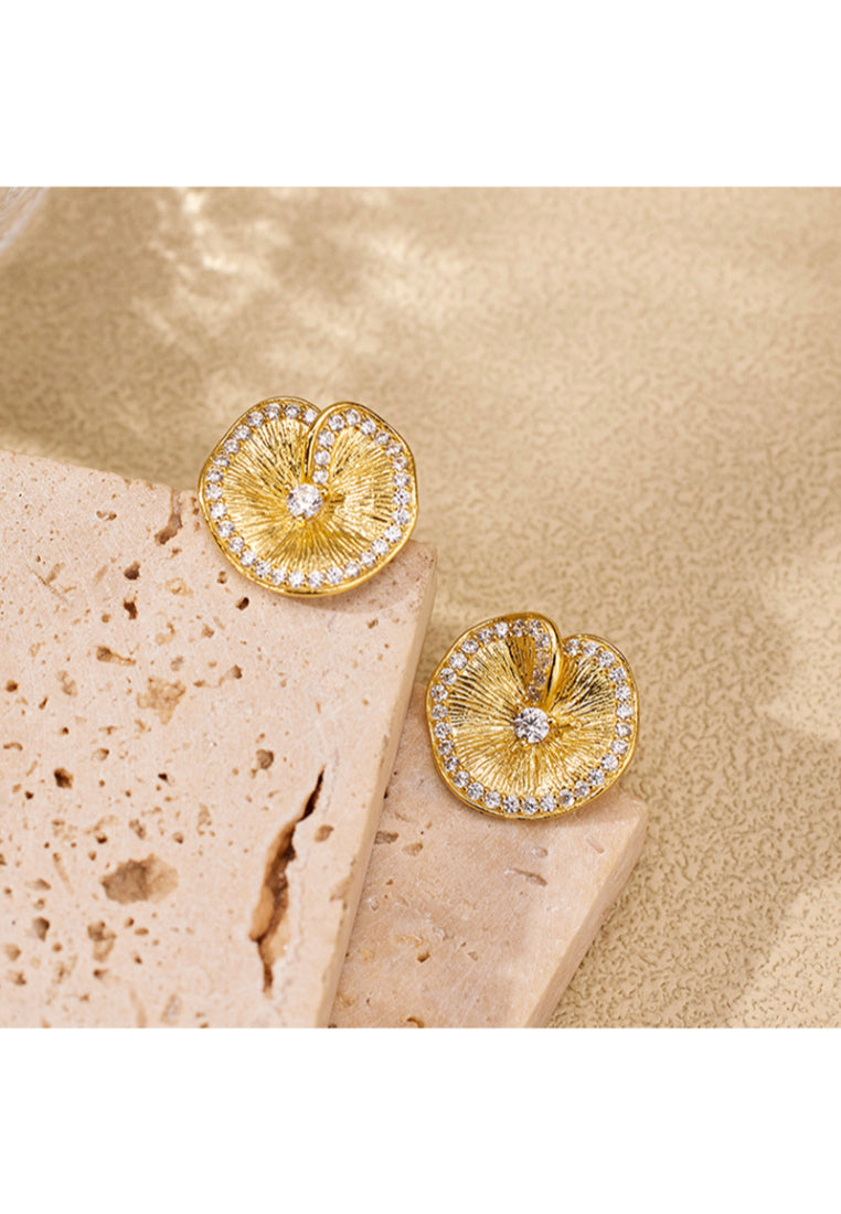 S925 silver lotus leaf wrinkled texture earrings