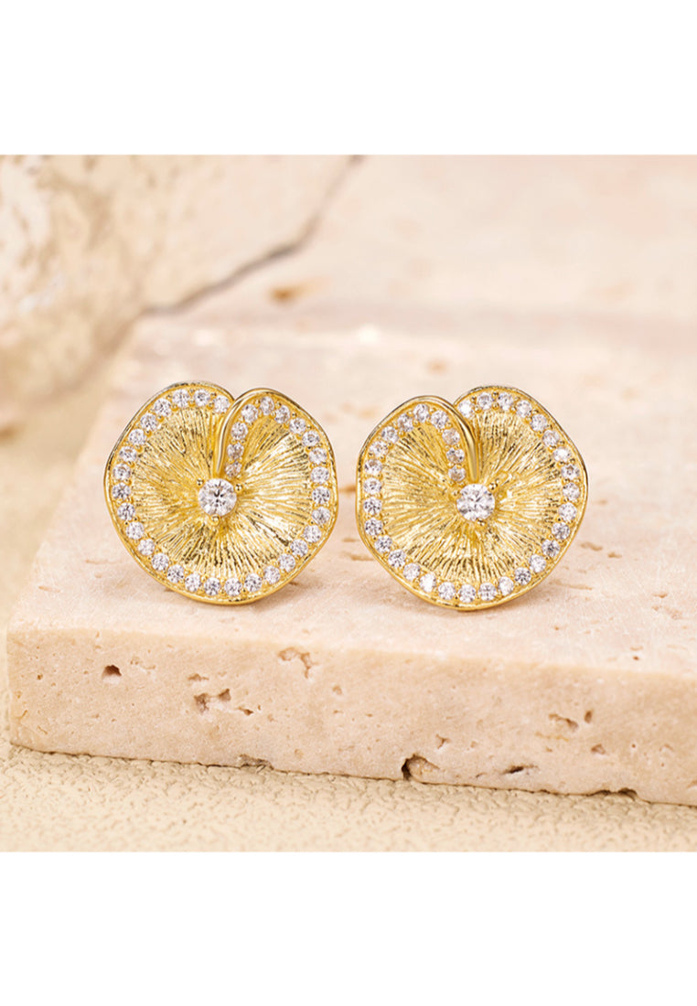 S925 silver lotus leaf wrinkled texture earrings