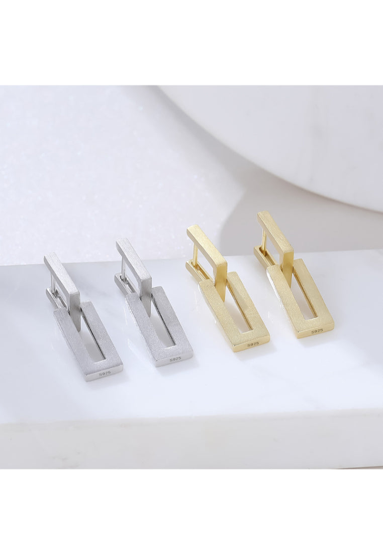 Double Circle Silver Earrings