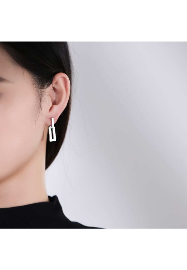 Double Circle Silver Earrings