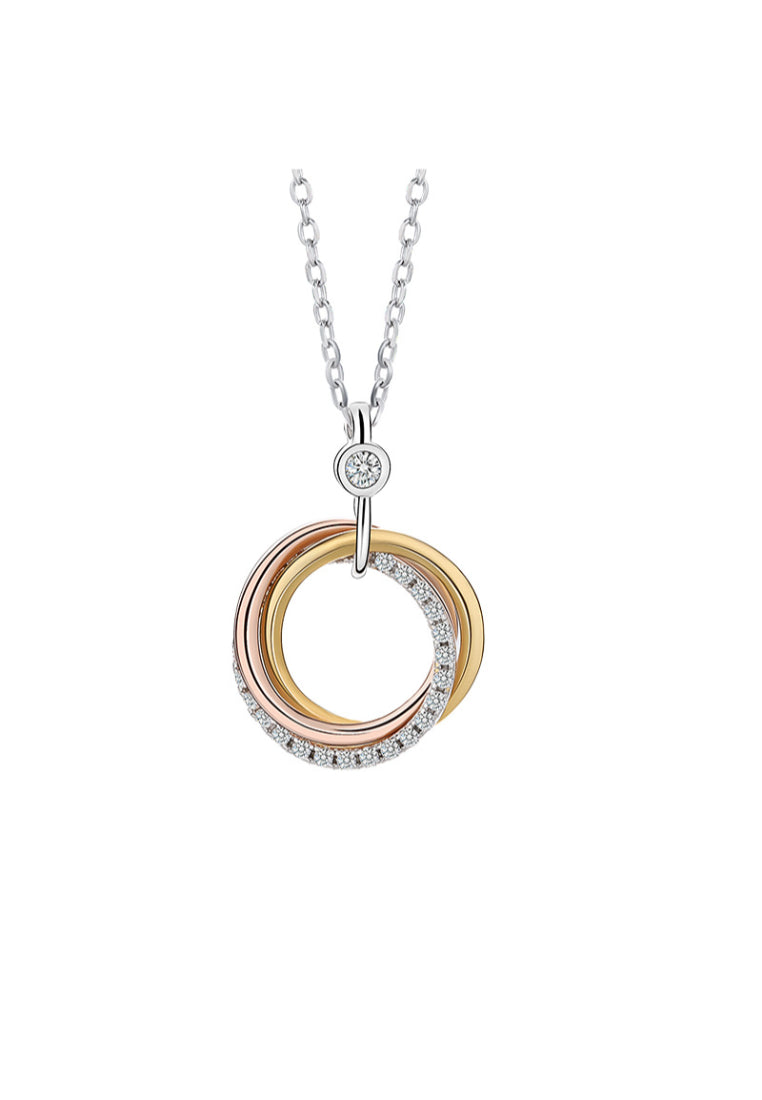 S925 Silver ThreeRing Pendant Necklace