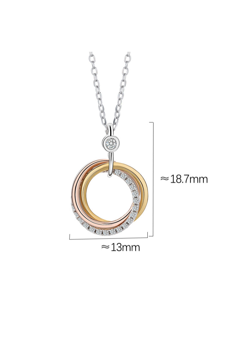 S925 Silver ThreeRing Pendant Necklace