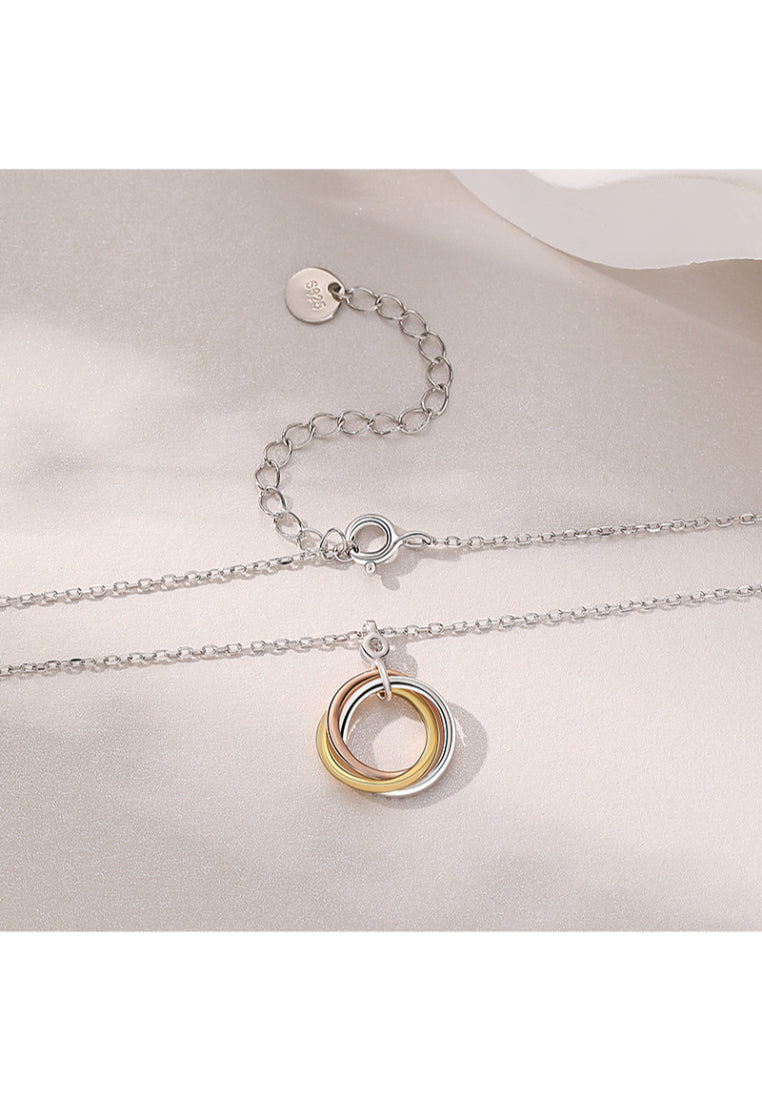 S925 Silver ThreeRing Pendant Necklace