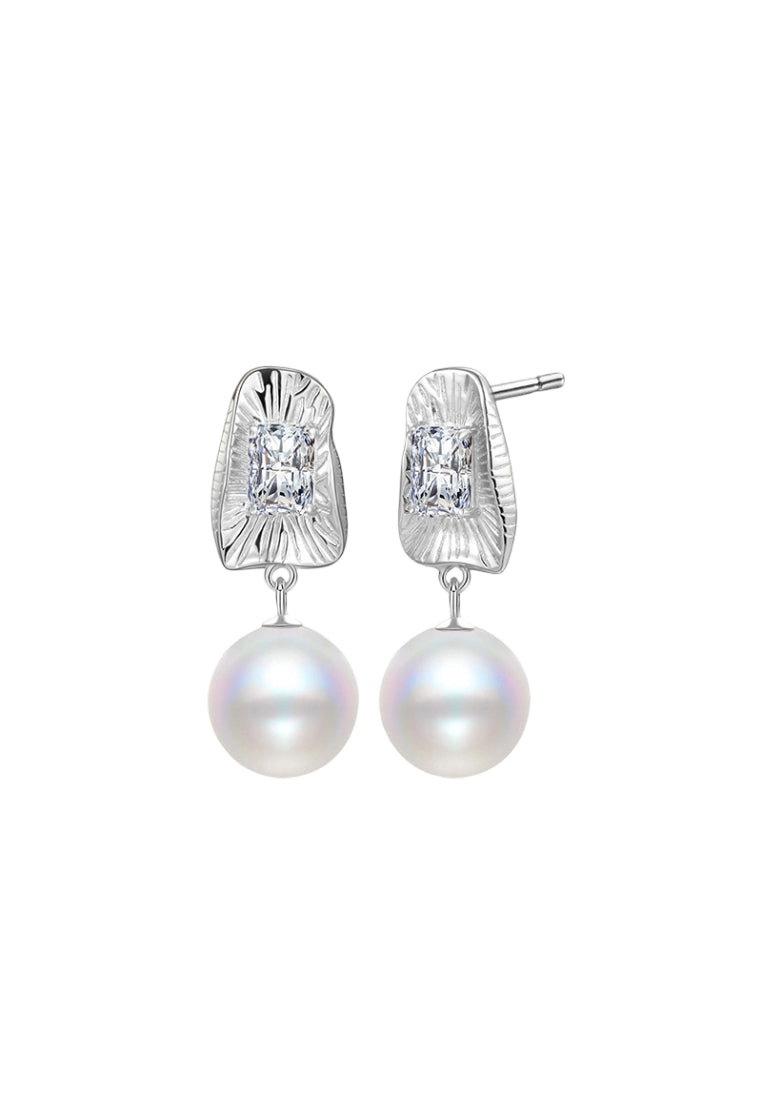 Autumn and Winter Sterling Silver Irregular Shell Pearl Stud Earrings for Women, Unique and Luxury