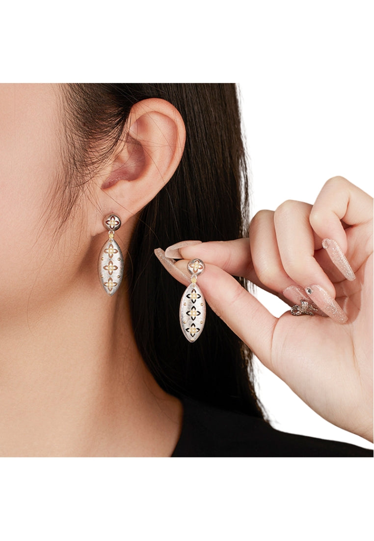 S925 silver vintage clover earrings