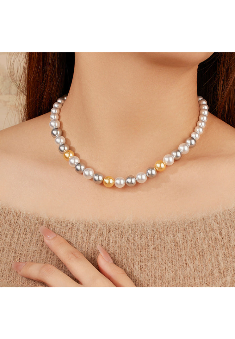 S925 Silver Mixed Color Bead Necklace