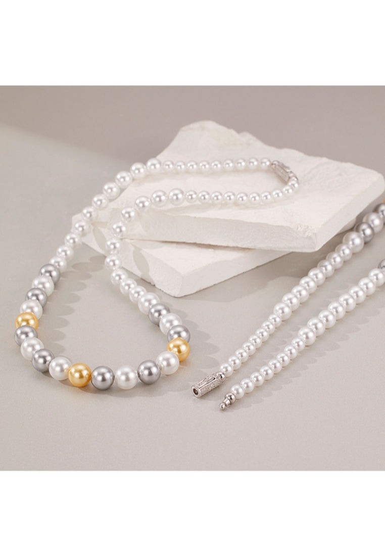 S925 Silver Mixed Color Bead Necklace