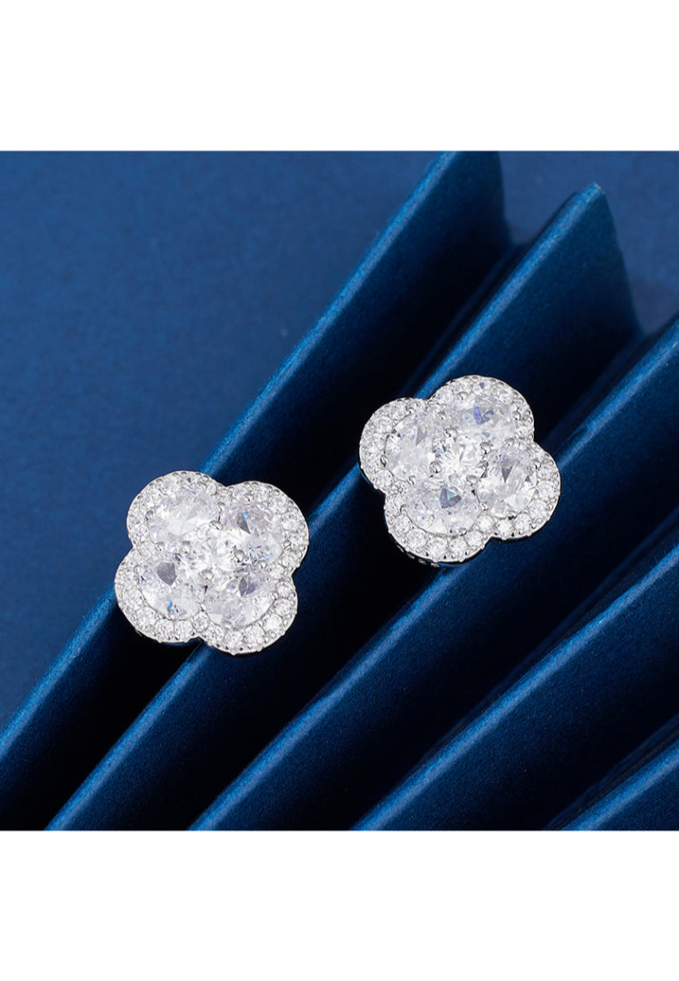 S925 silver lucky clover earrings
