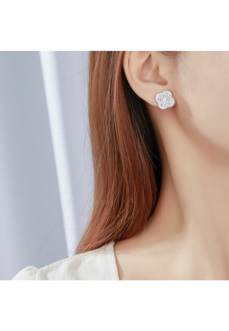 S925 silver lucky clover earrings