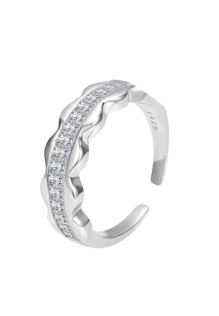 925 Sterling Silver Luxury Micropaved Green Snake Design Adjustable Ring for Women