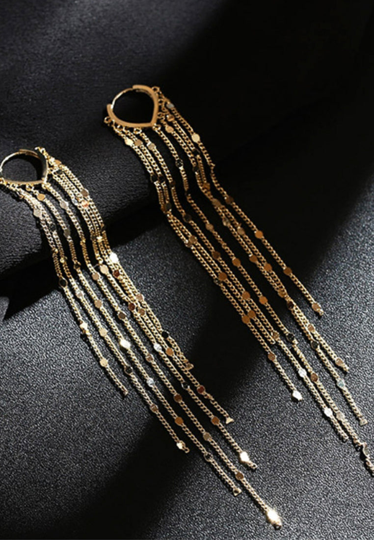 Heart -Shaped Long -Flowing Soverell Earrings And Earrings