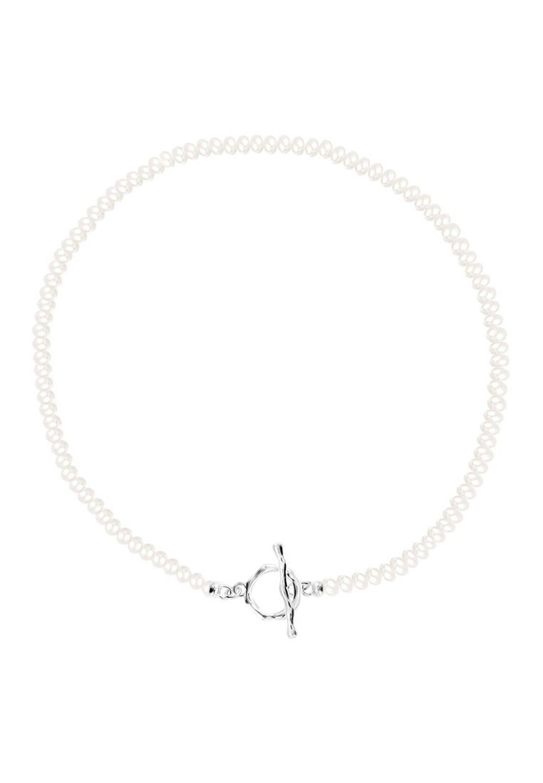 S925 Silver OT Clasp Pearl Necklace