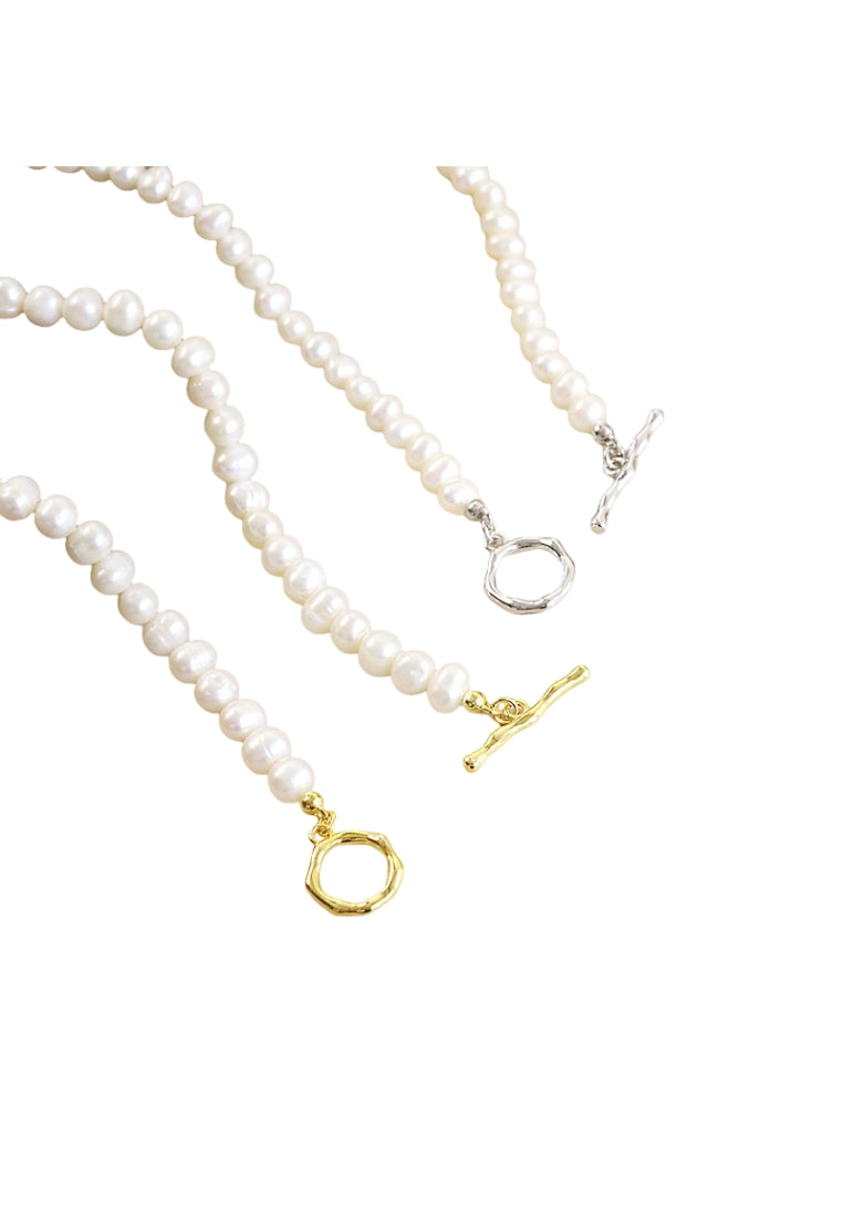 S925 Silver OT Clasp Pearl Necklace