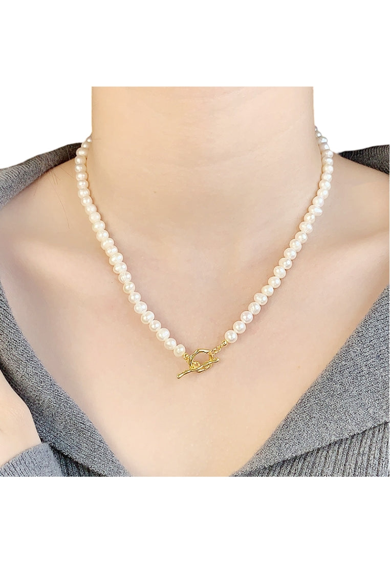 S925 Silver OT Clasp Pearl Necklace