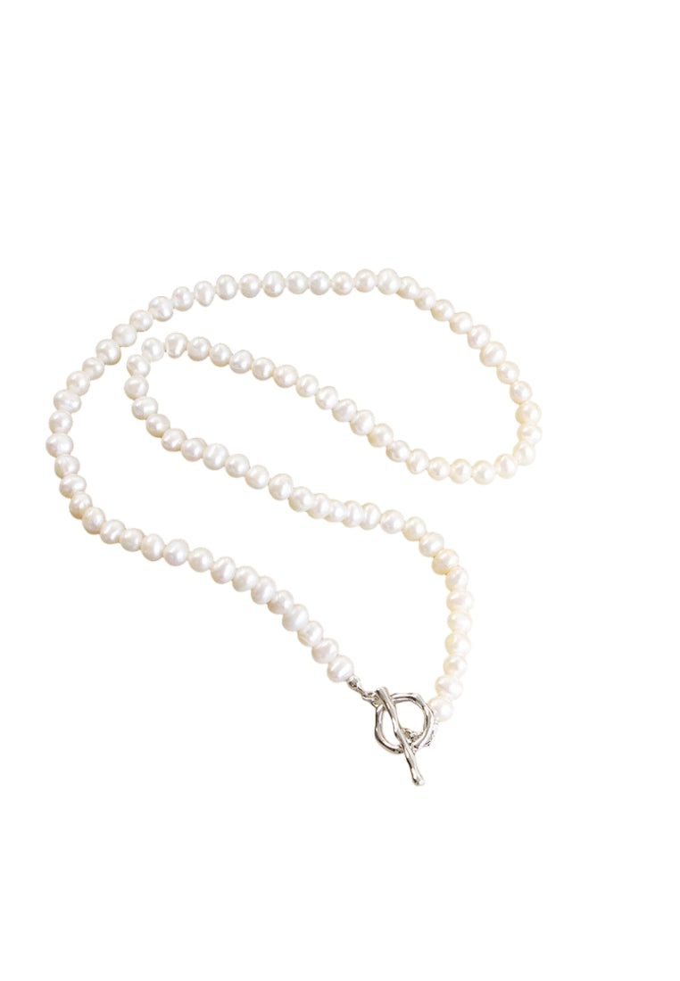 S925 Silver OT Clasp Pearl Necklace