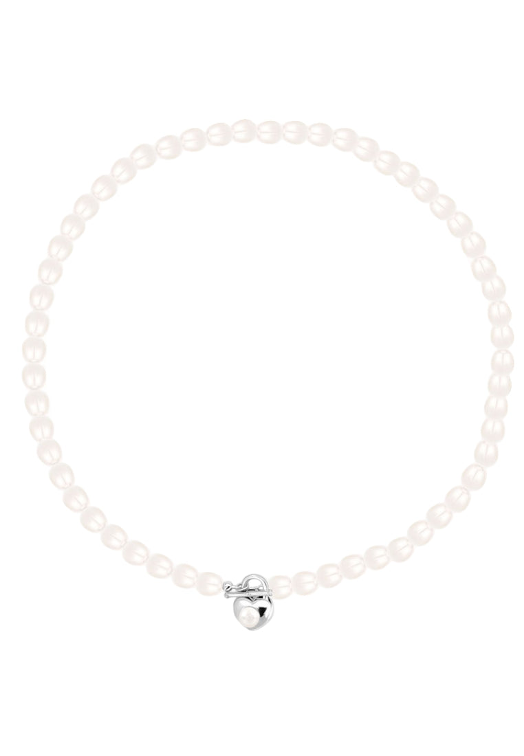 S925 Silver Heart Shaped Pearl Necklace