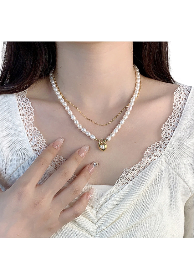 S925 Silver Heart Shaped Pearl Necklace