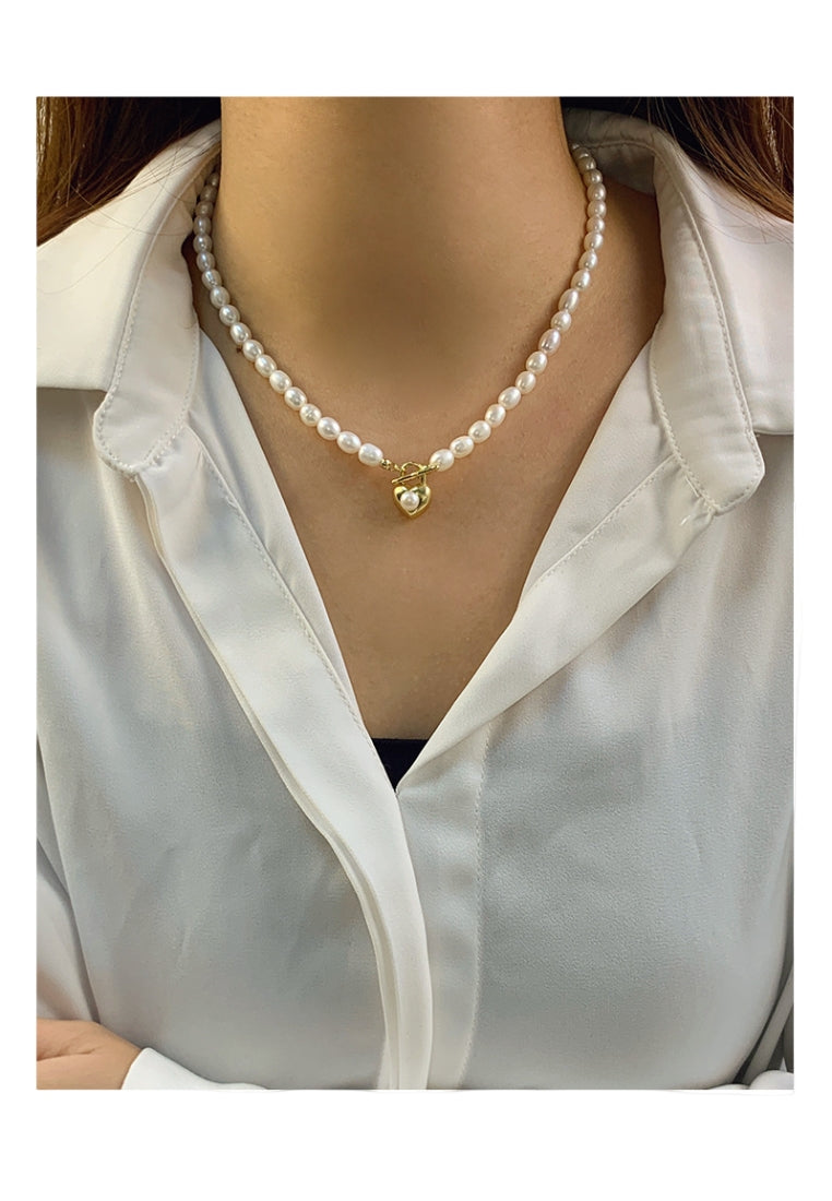 S925 Silver Heart Shaped Pearl Necklace