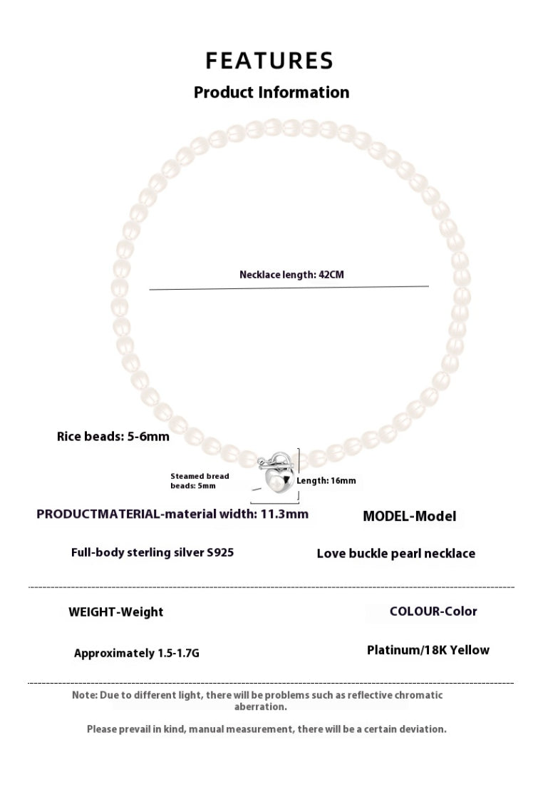 S925 Silver Heart Shaped Pearl Necklace
