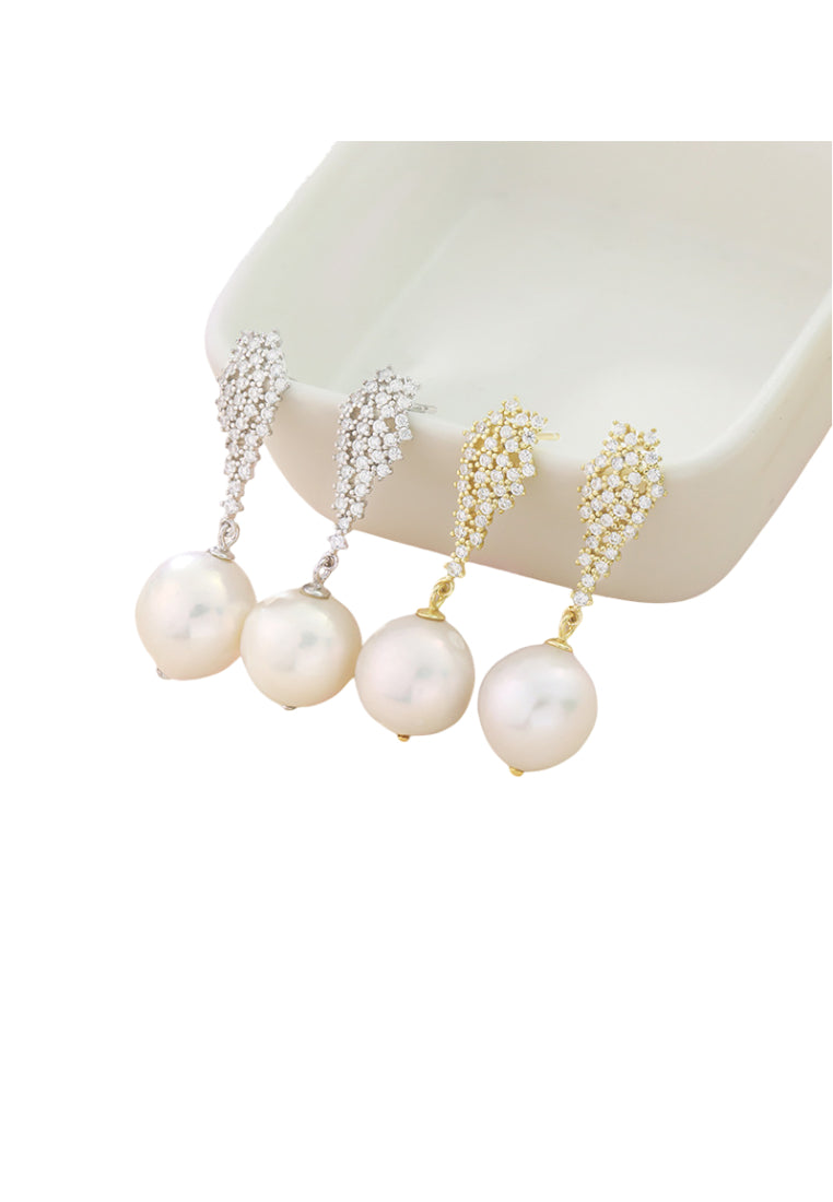 Sterling Silver Baroque Pearl Earrings with Tassel, Luxurious and Elegant French Style for Women