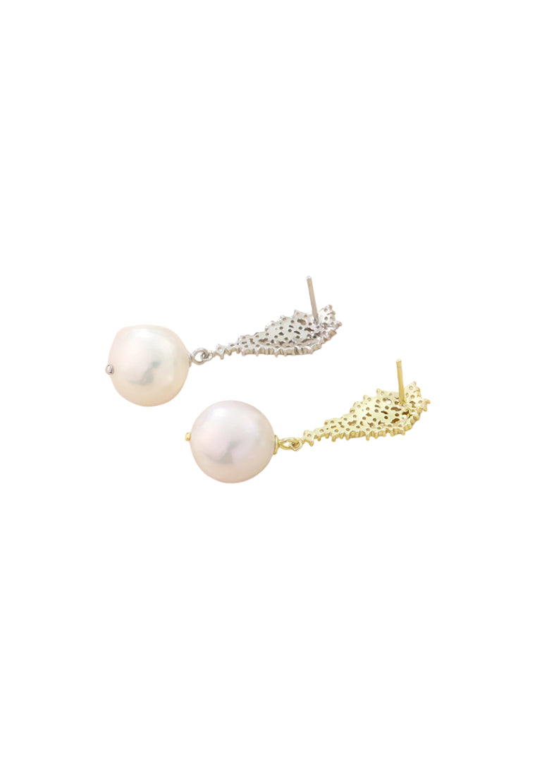Sterling Silver Baroque Pearl Earrings with Tassel, Luxurious and Elegant French Style for Women