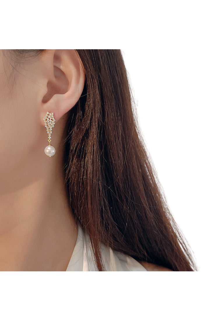 Sterling Silver Baroque Pearl Earrings with Tassel, Luxurious and Elegant French Style for Women