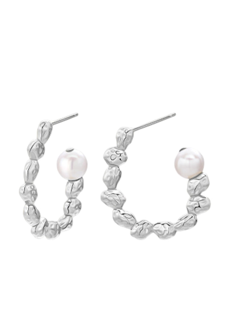 S925 Silver Baroque Stud Earrings for Women with Irregular Pleated Texture and Cool Minimalist Luxury Style