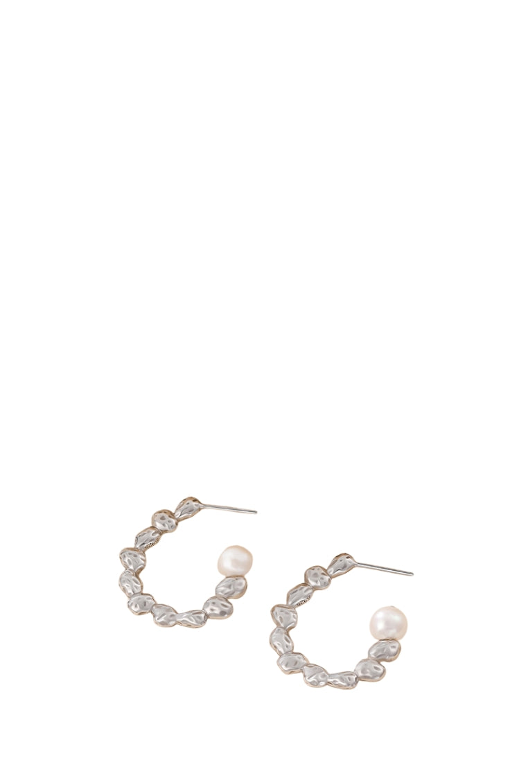 S925 Silver Baroque Stud Earrings for Women with Irregular Pleated Texture and Cool Minimalist Luxury Style