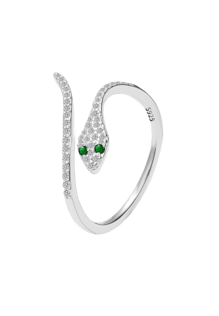 Green Snake CZ Adjustable Ring