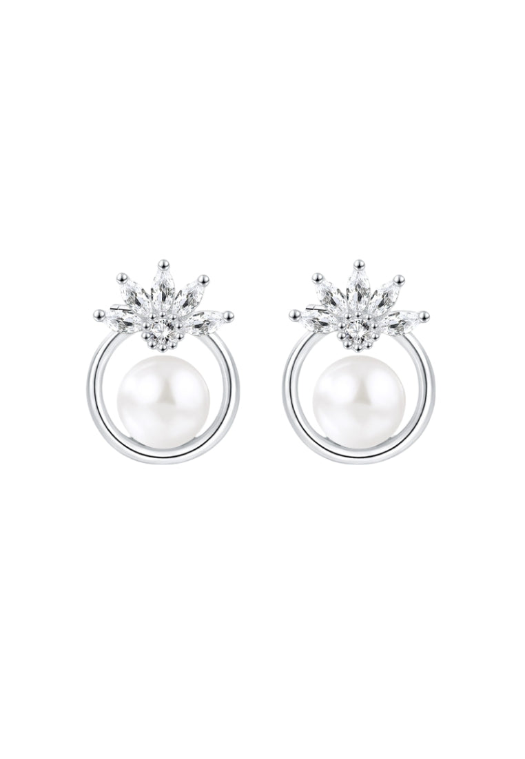 S925 Silver Pearl Studs for Women, Luxury French Styled Earrings for Fashionable Daily Wear