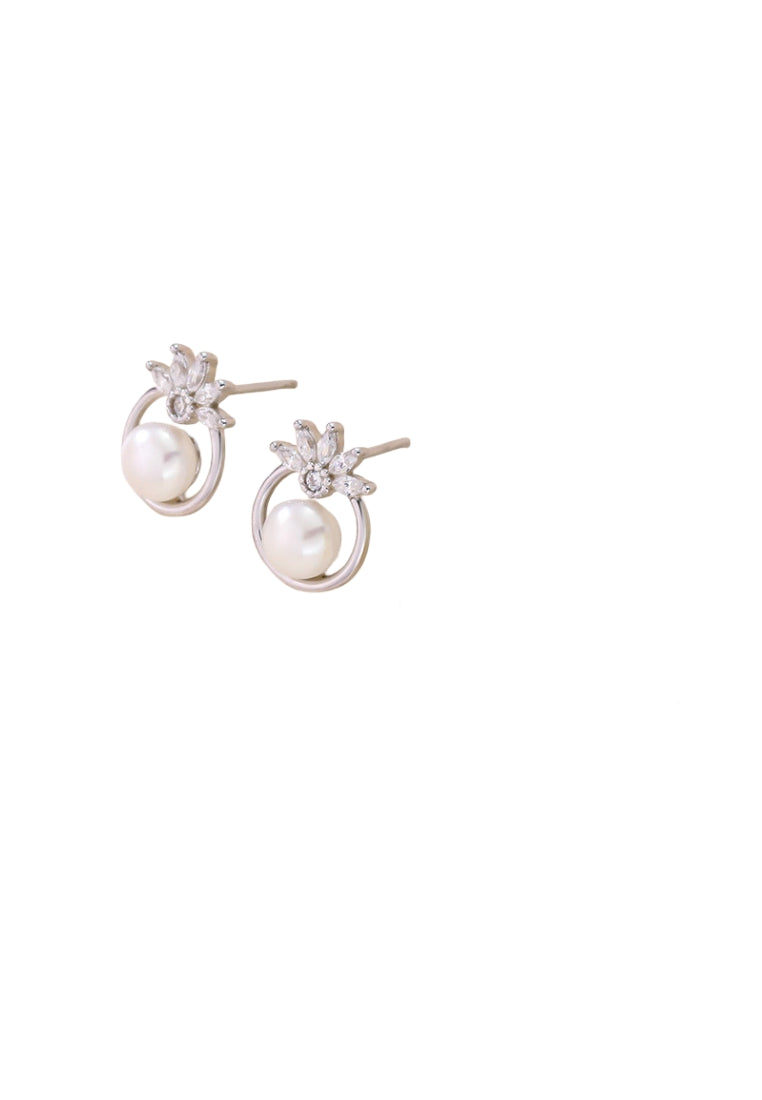 S925 Silver Pearl Studs for Women, Luxury French Styled Earrings for Fashionable Daily Wear