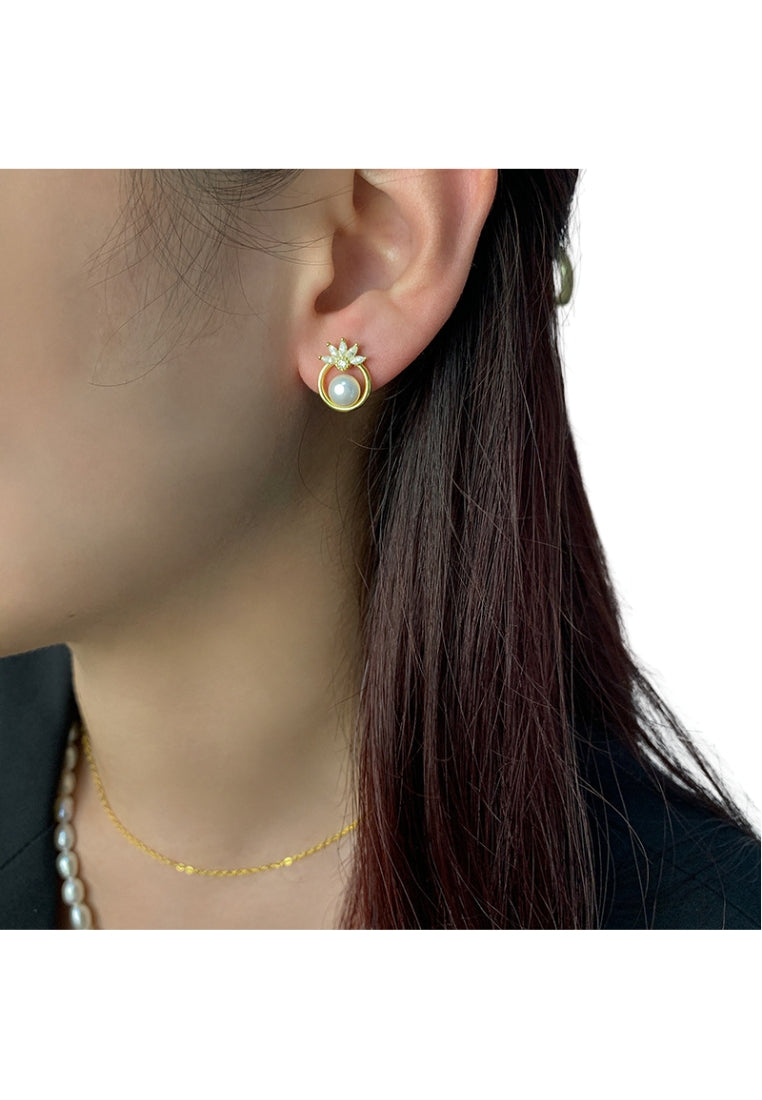 S925 Silver Pearl Studs for Women, Luxury French Styled Earrings for Fashionable Daily Wear