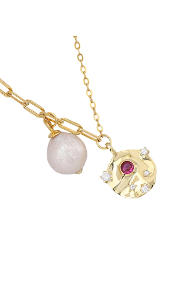 S925 Silver Baroque Pearl Necklace with Diamond Clasp