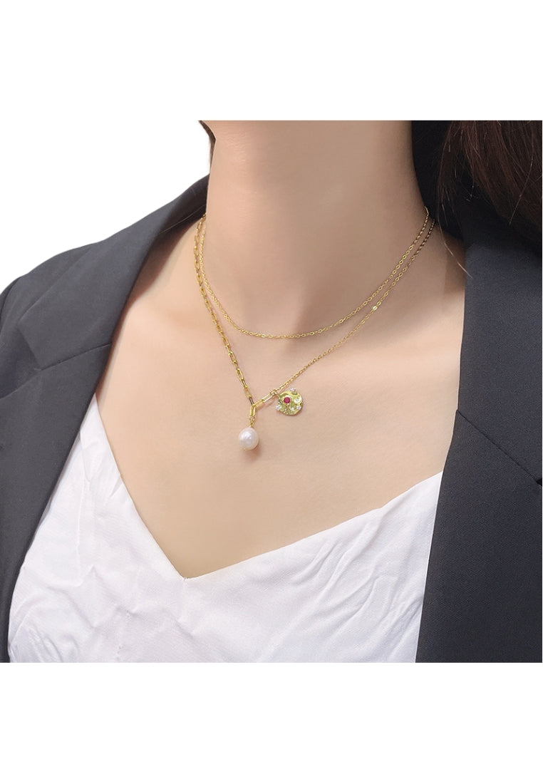 S925 Silver Baroque Pearl Necklace with Diamond Clasp