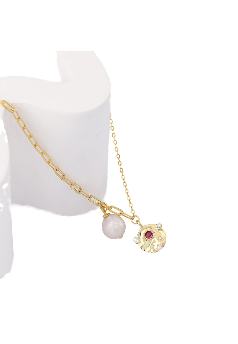 S925 Silver Baroque Pearl Necklace with Diamond Clasp