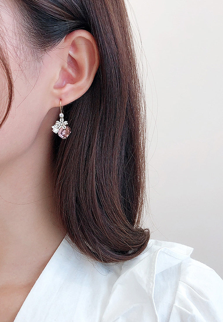 Retro sunflower crystal earrings