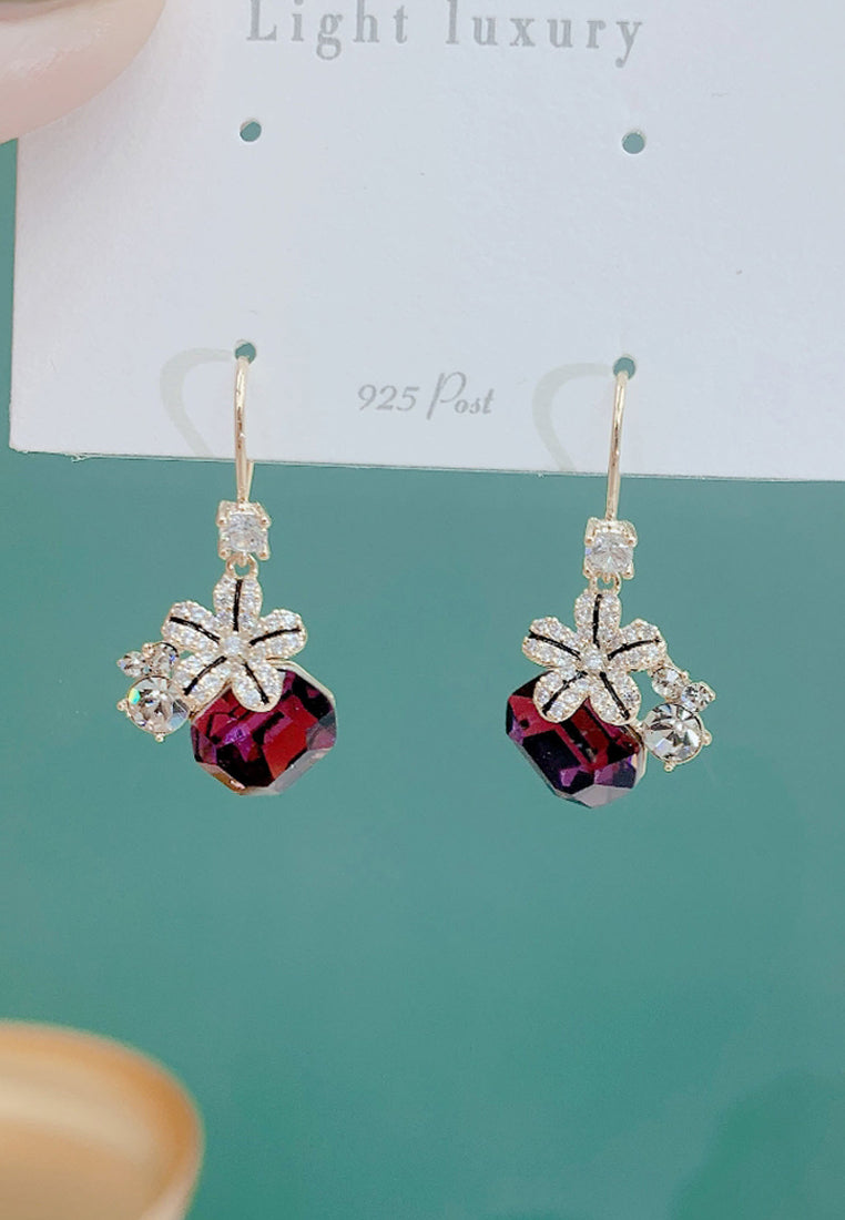 Retro sunflower crystal earrings