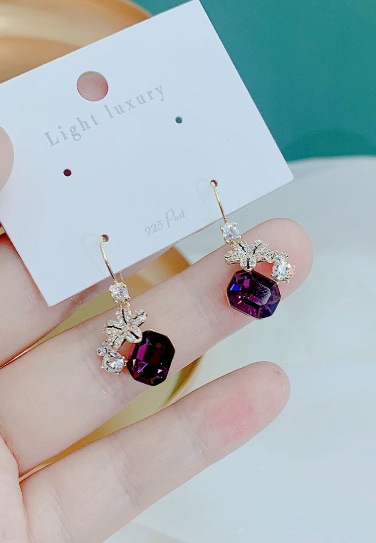 Retro sunflower crystal earrings