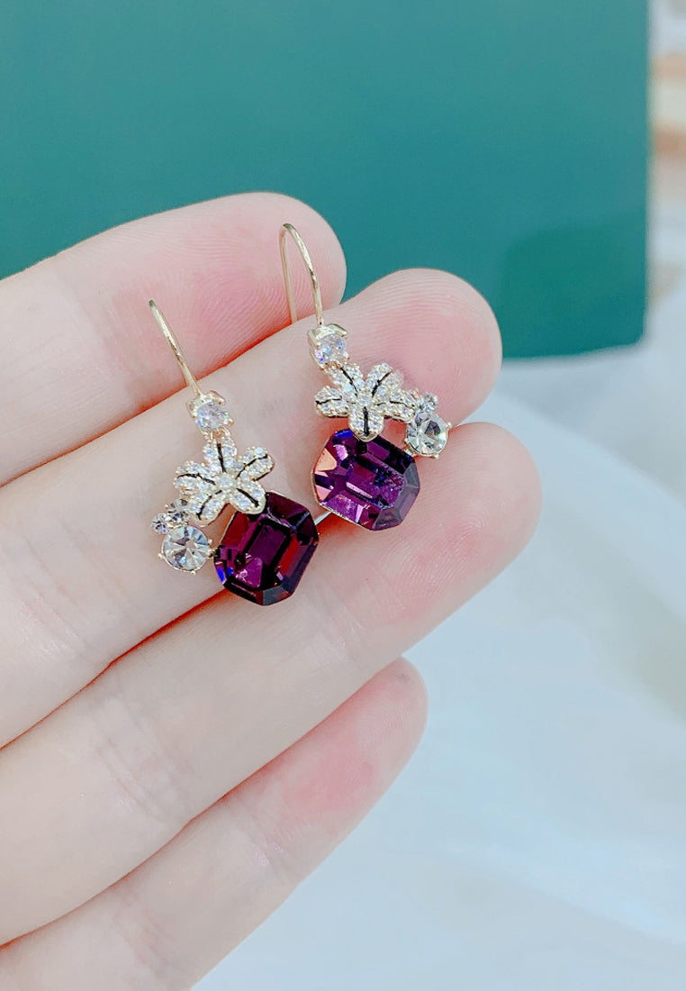 Retro sunflower crystal earrings