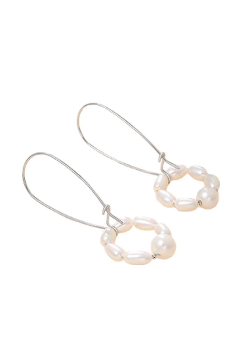 S925 Silver Stud Earrings with Hand Woven Pearls for Women, Versatile and Classy Jewelry