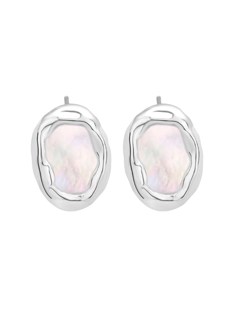 S925 silver motherofpearl texture earrings