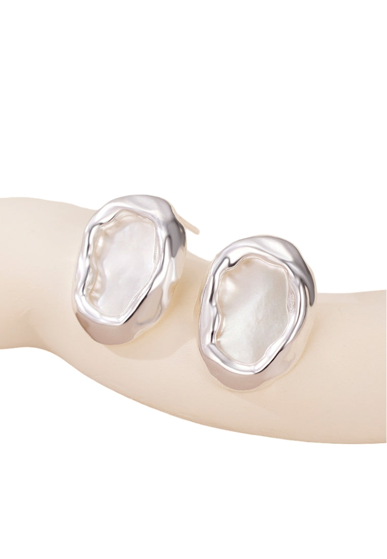 S925 silver motherofpearl texture earrings