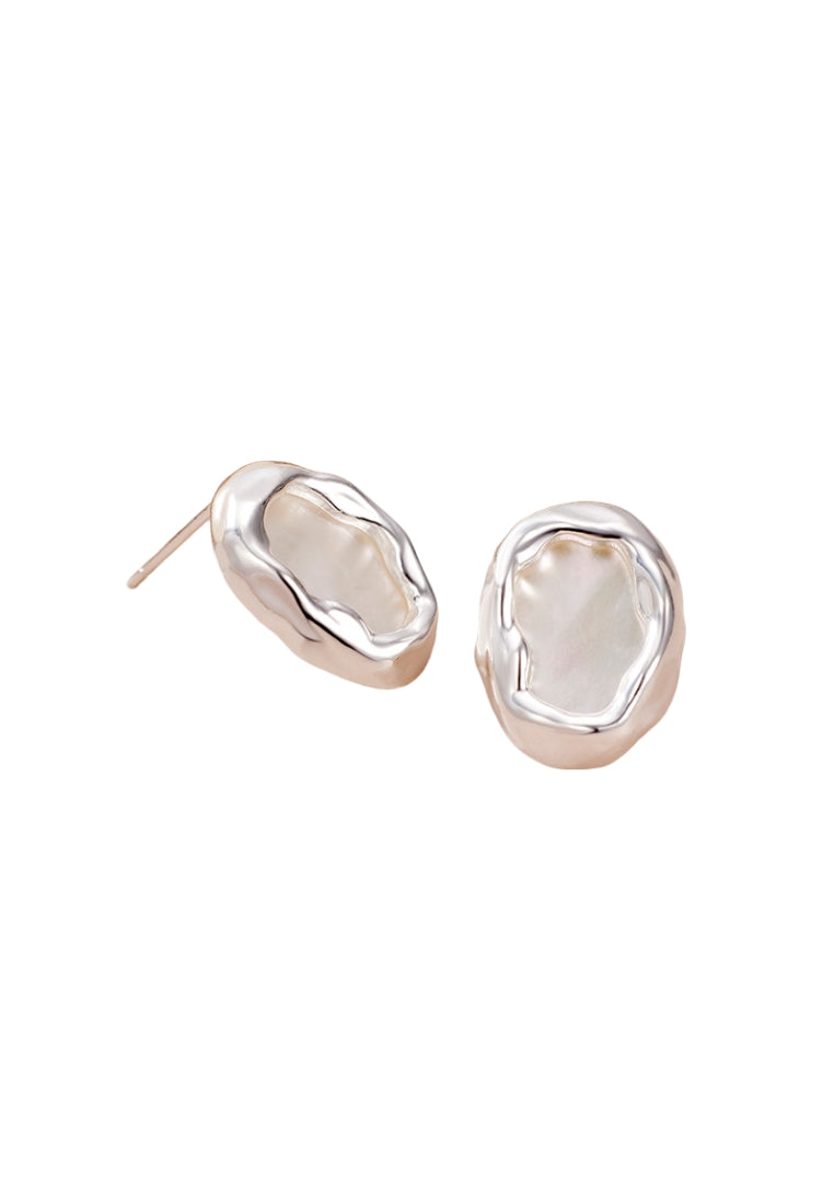 S925 silver motherofpearl texture earrings