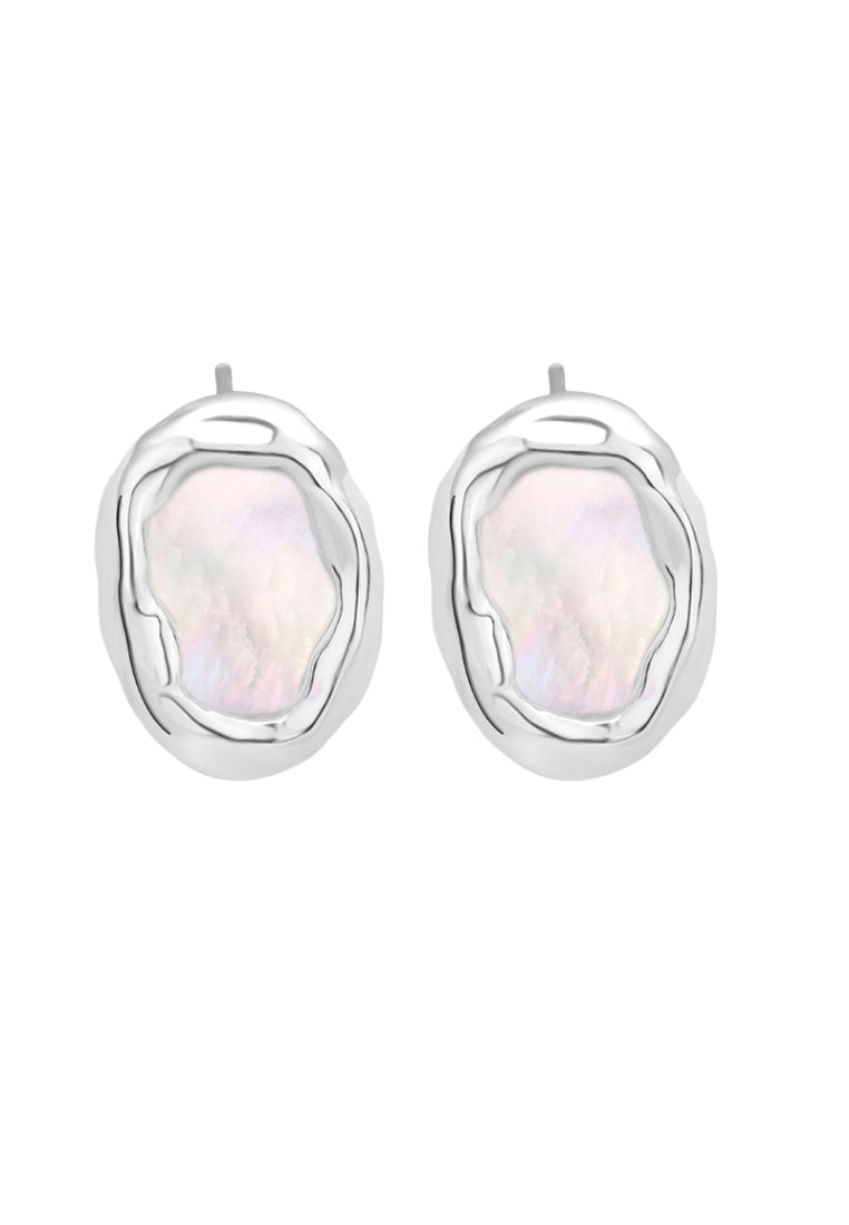 S925 silver motherofpearl texture earrings