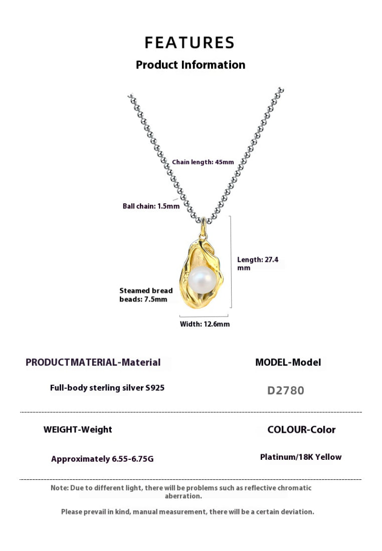 Lava Texture Pearl Lockbone Chain