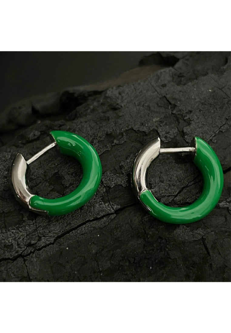 Trendy Tassel Earrings S925 Silver Minimalist Round Enamel Clip On Earrings for Women