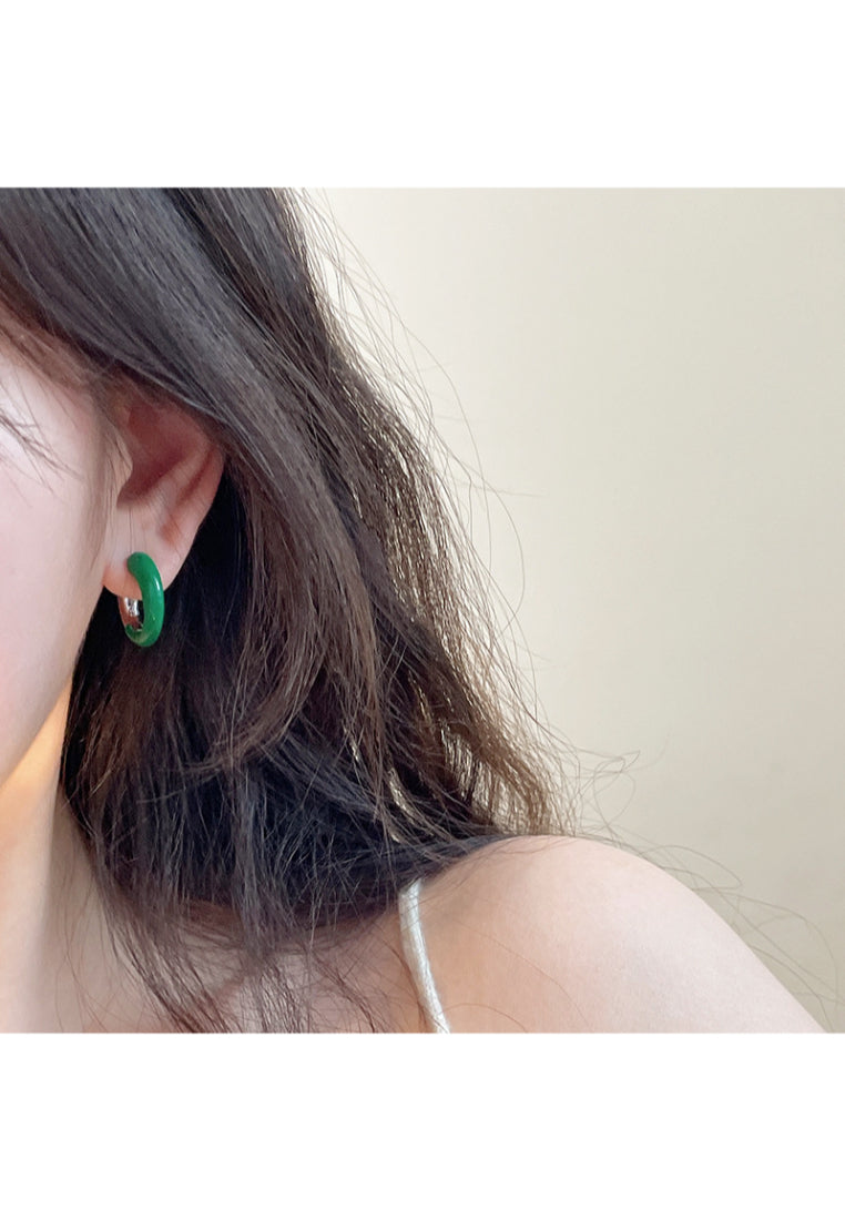 Trendy Tassel Earrings S925 Silver Minimalist Round Enamel Clip On Earrings for Women